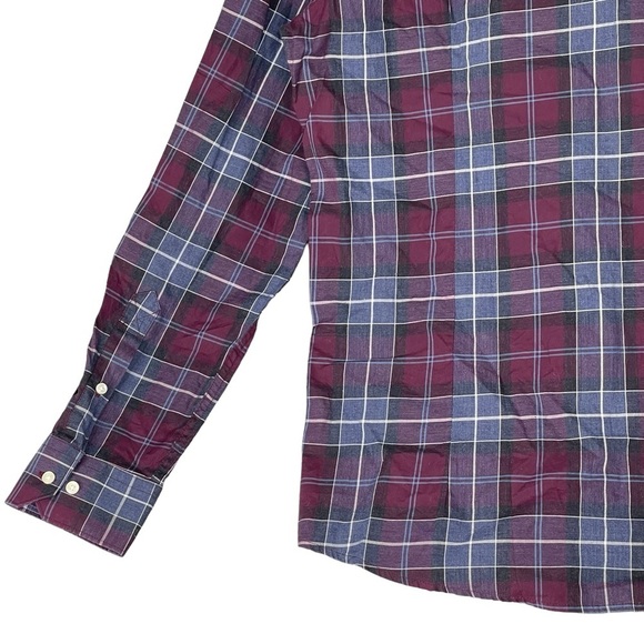 Barbour Men's Casual Button Down Shirt - Red and Blue Plaid - Picture 7 of 10